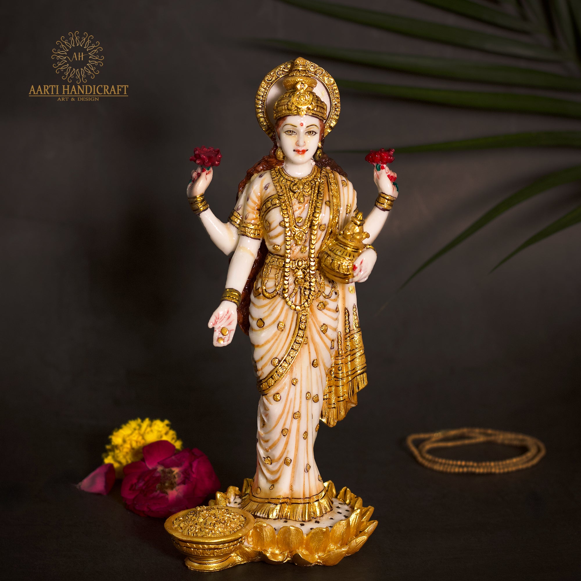 Lakshmi Idol Standing On Lotus