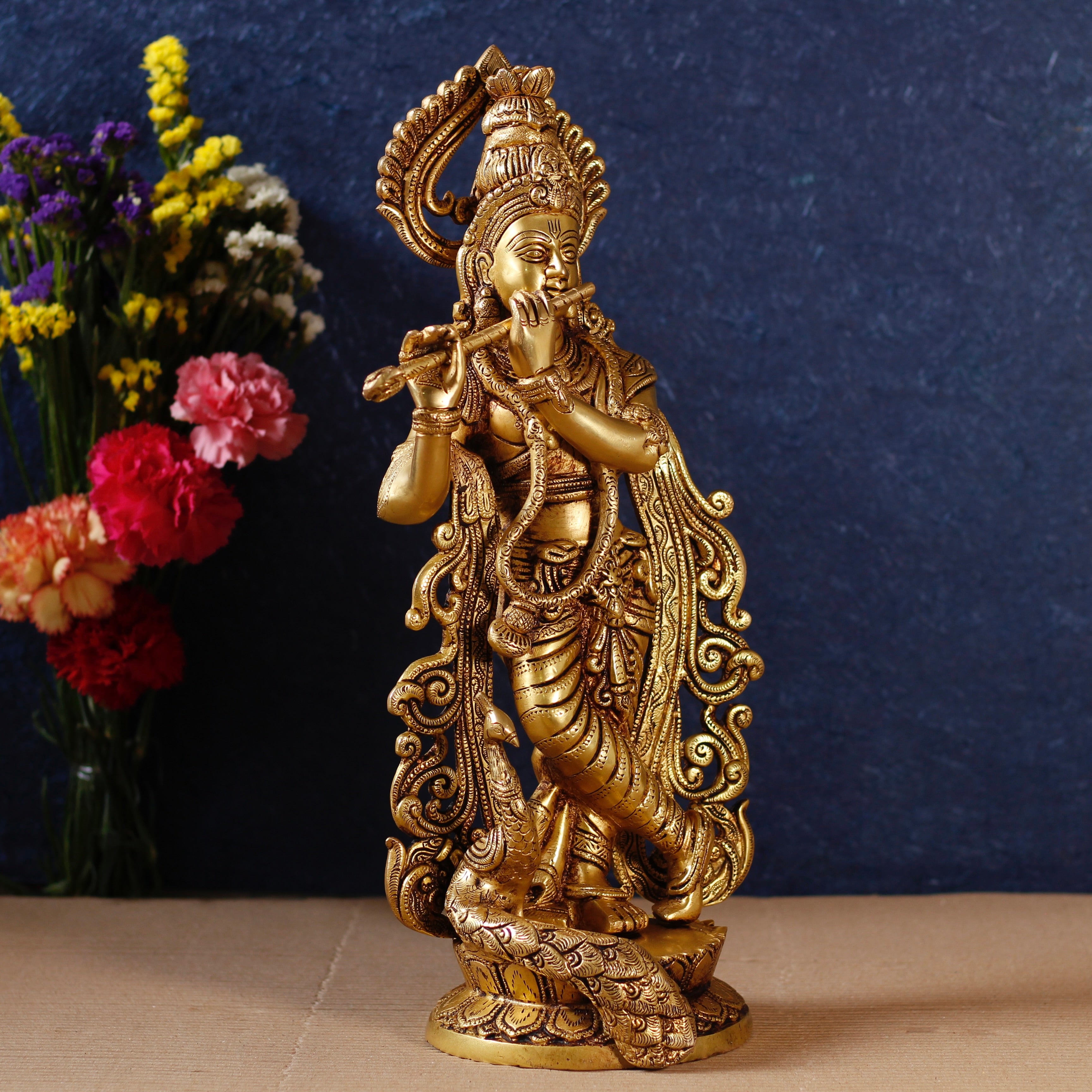 18" Brass Lord Krishna Idol