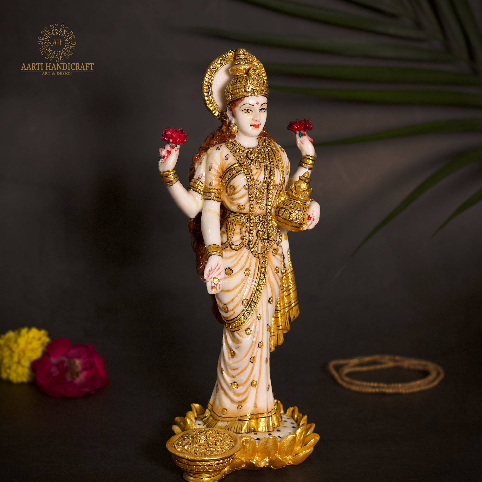 Lakshmi Idol Standing On Lotus