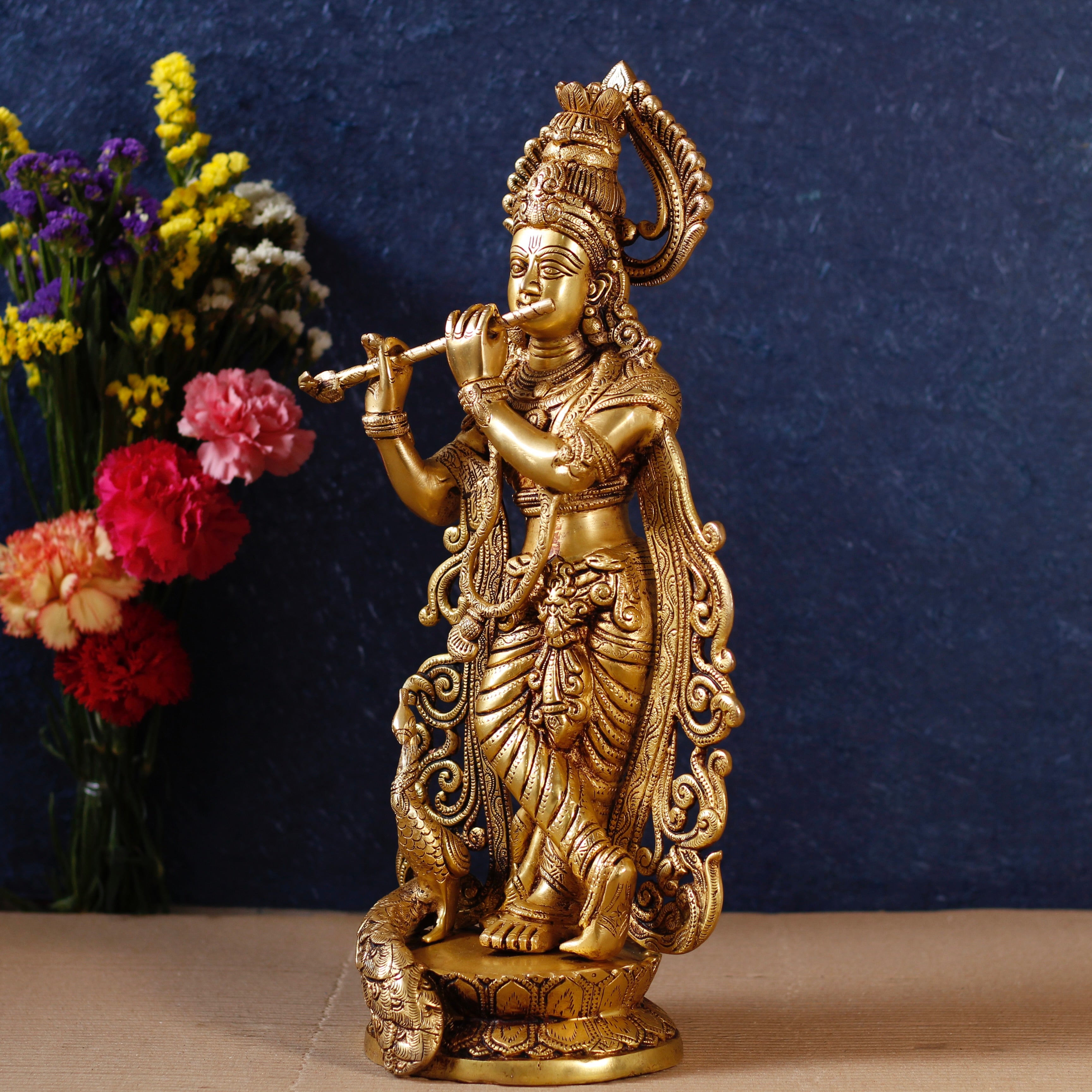 18" Brass Lord Krishna Idol