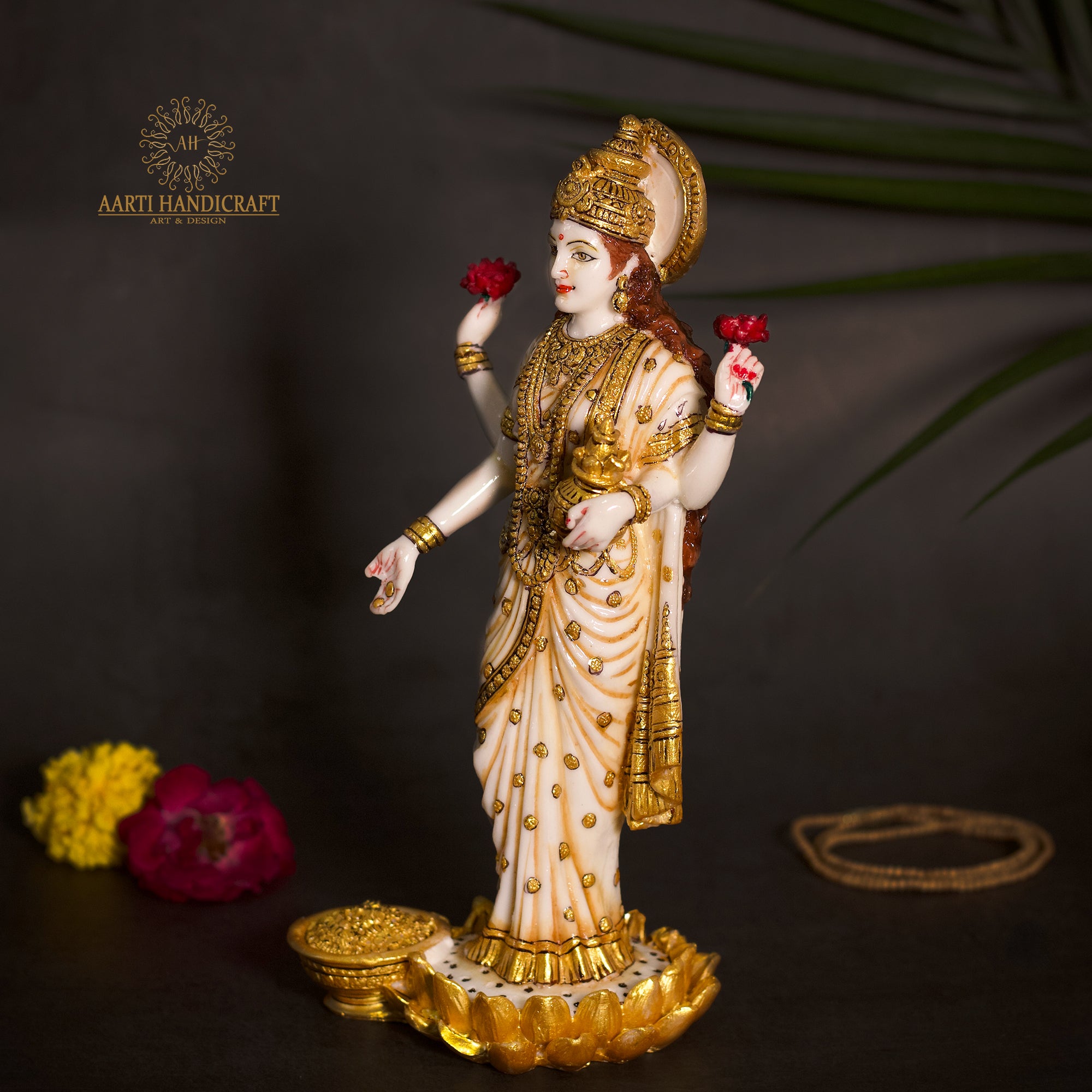 Lakshmi Idol Standing On Lotus