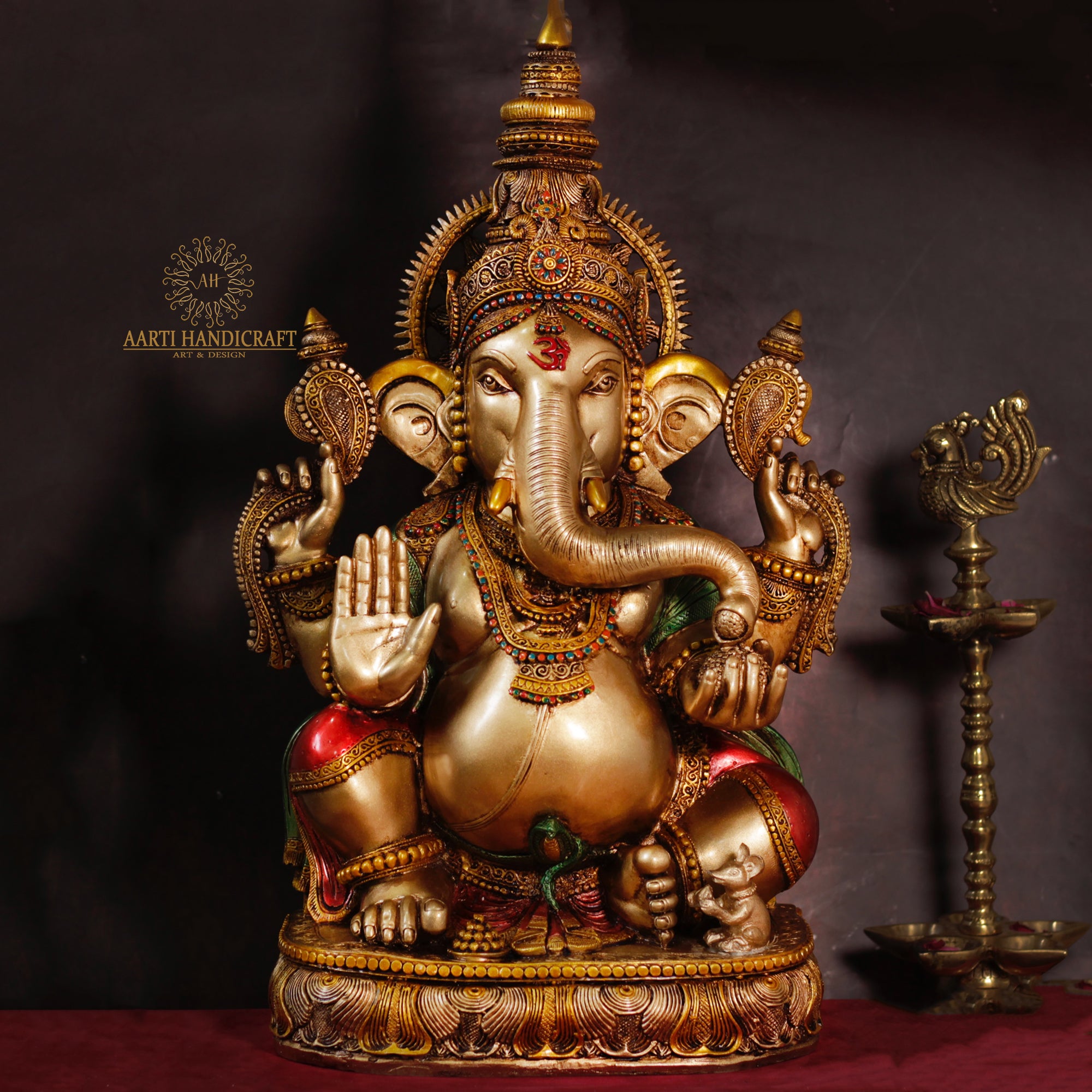20" Fine Finish Golden Ganesha in Marble Dust