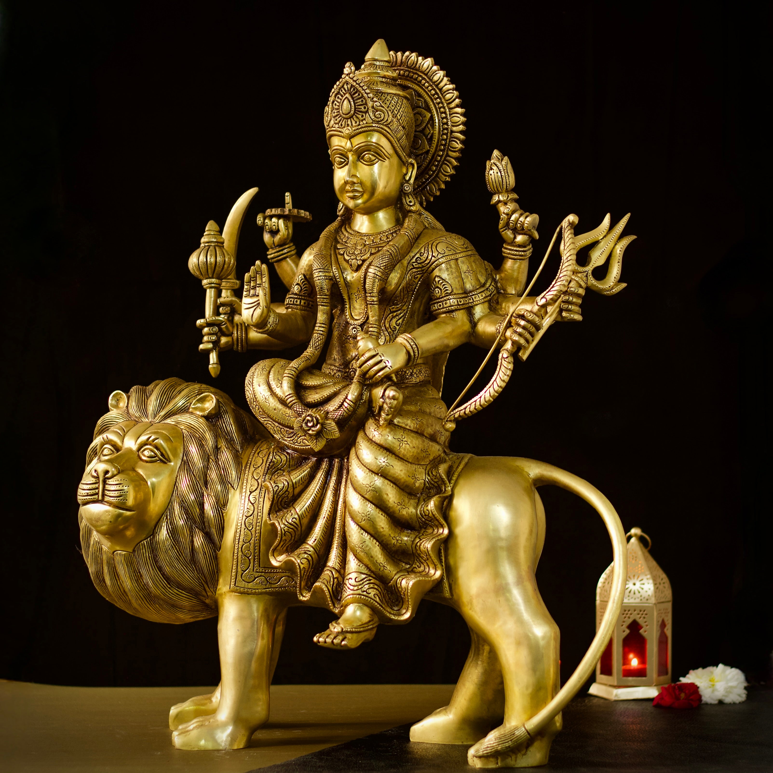 Auspicious Pure Brass Goddess Durga for Pooja | Aarti Handicraft Special