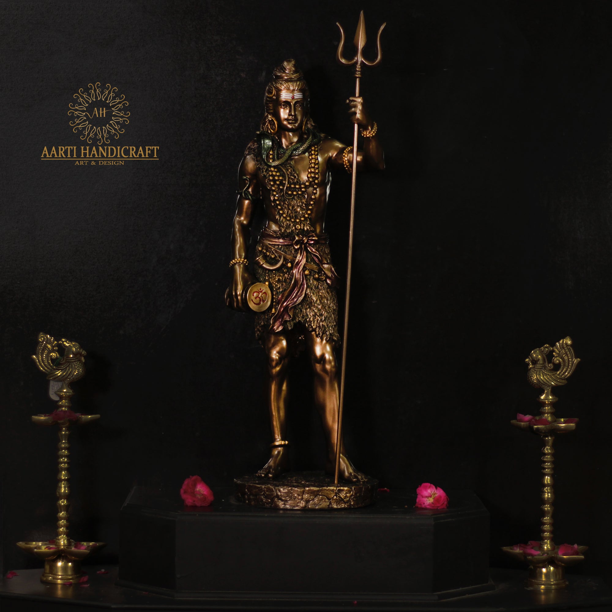 Standing Slim Shiva in Copper Finish Poly Resin