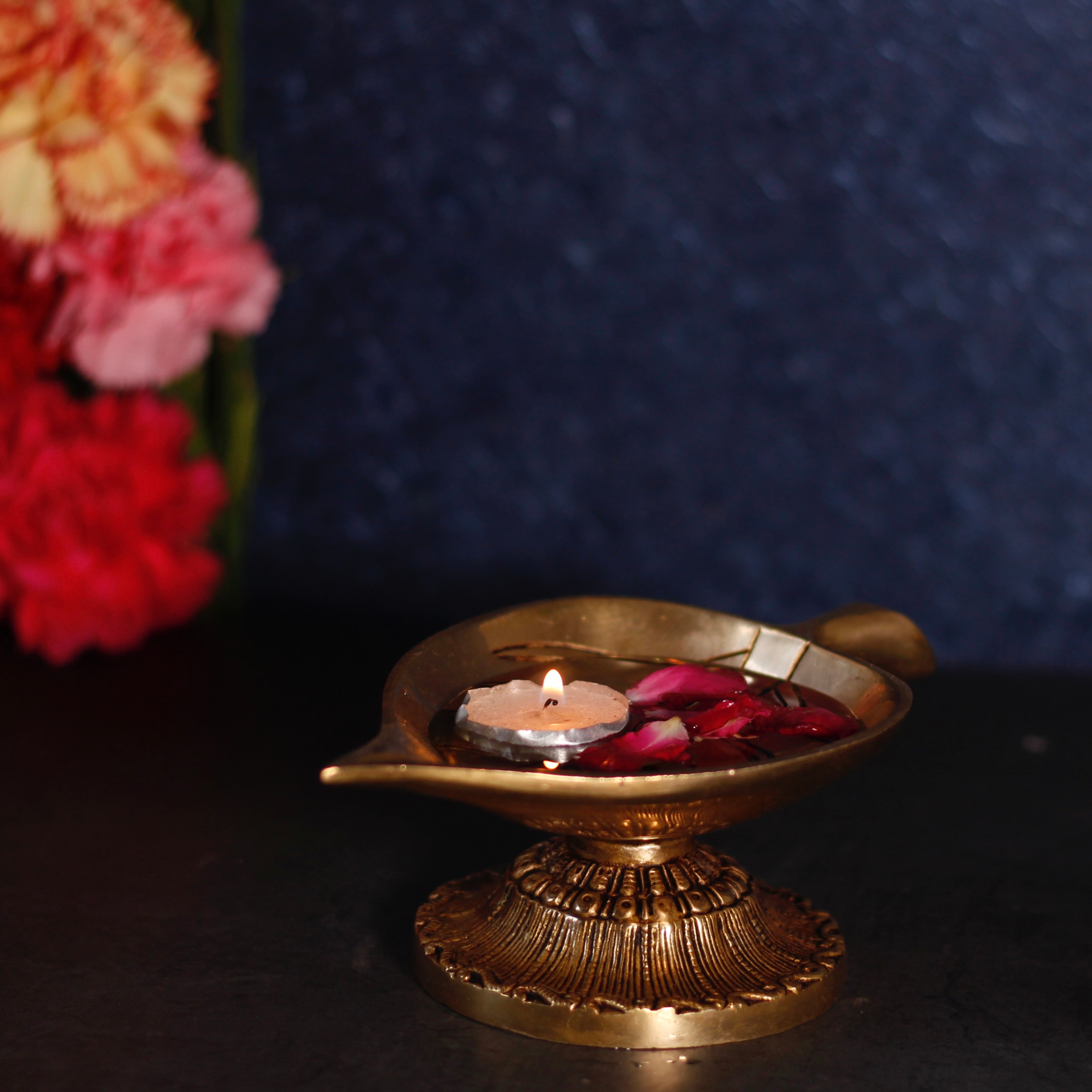 Brass Aarti Diya With stand