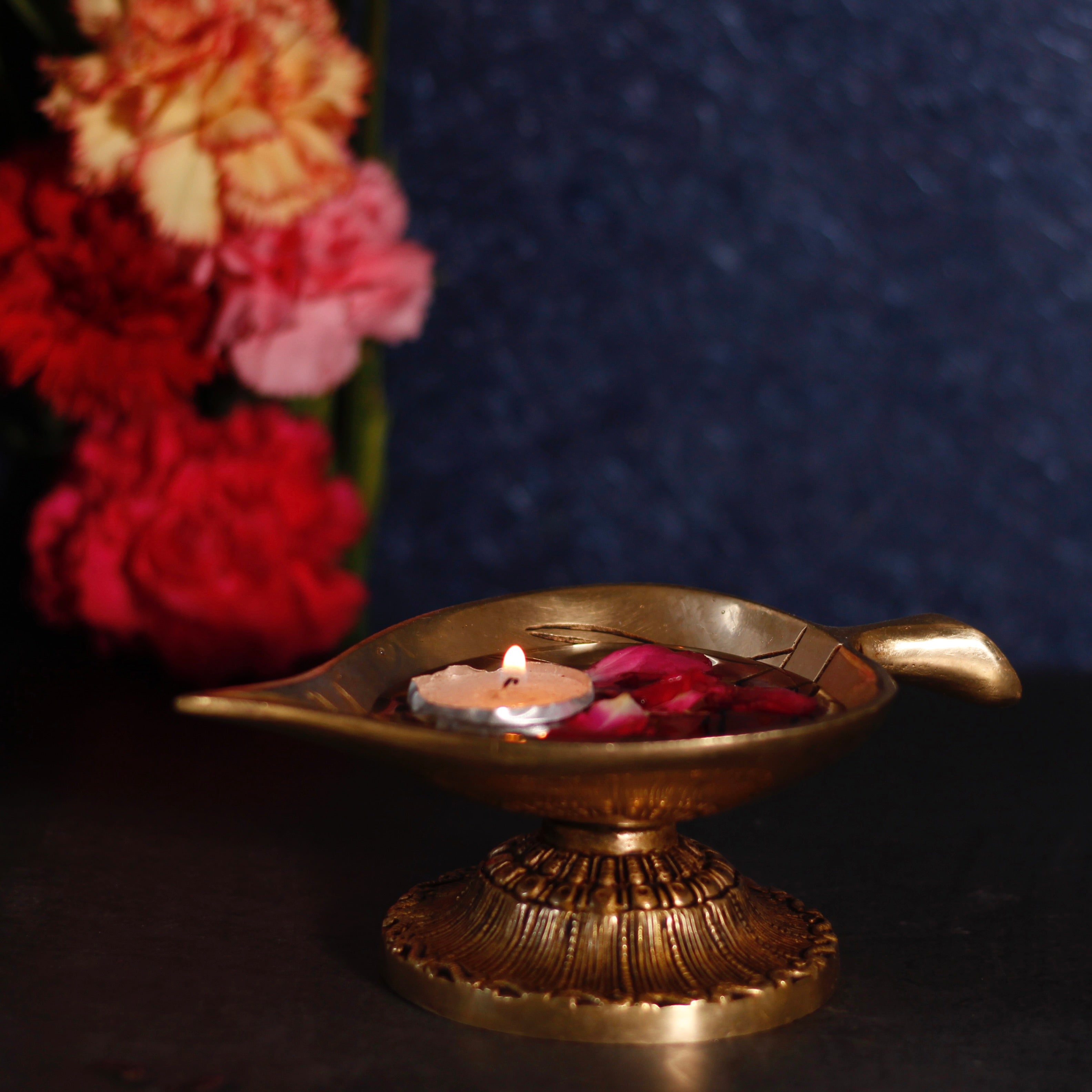 Brass Aarti Diya With stand