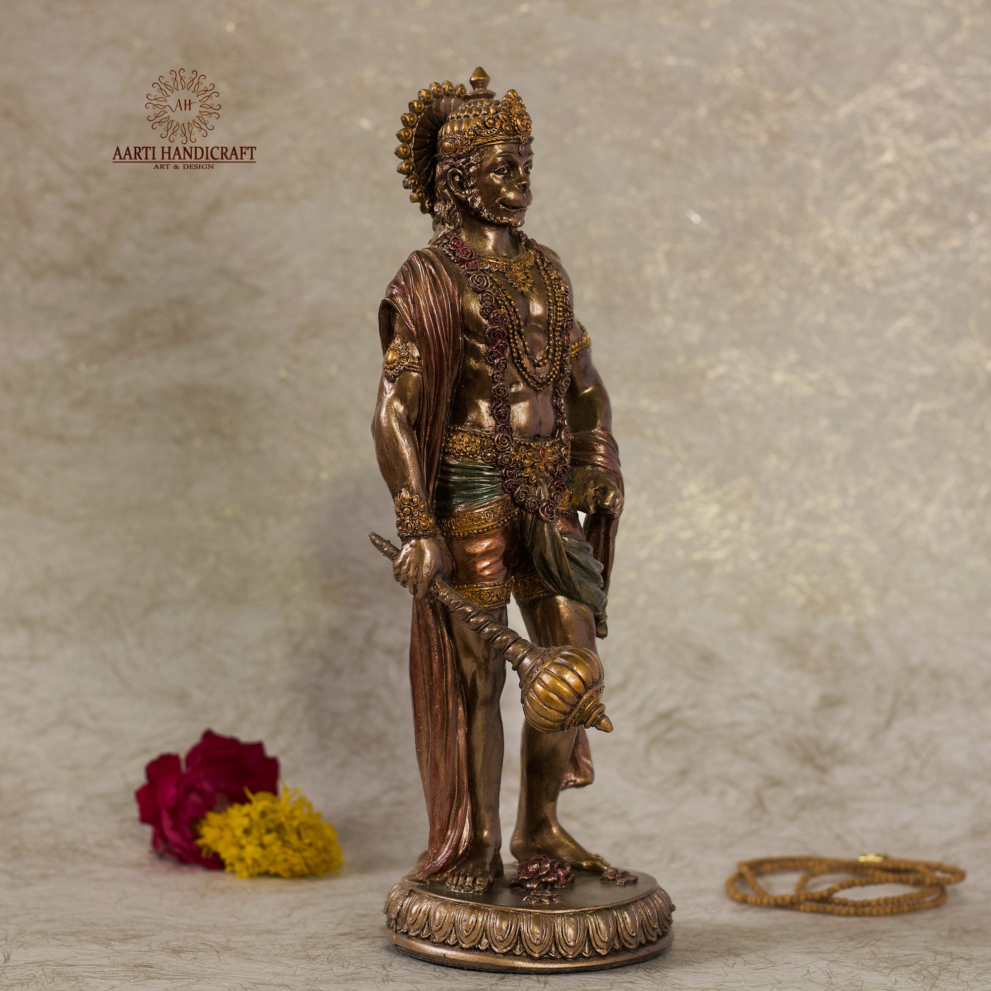 10" Standing Hanuman In Copper Finish