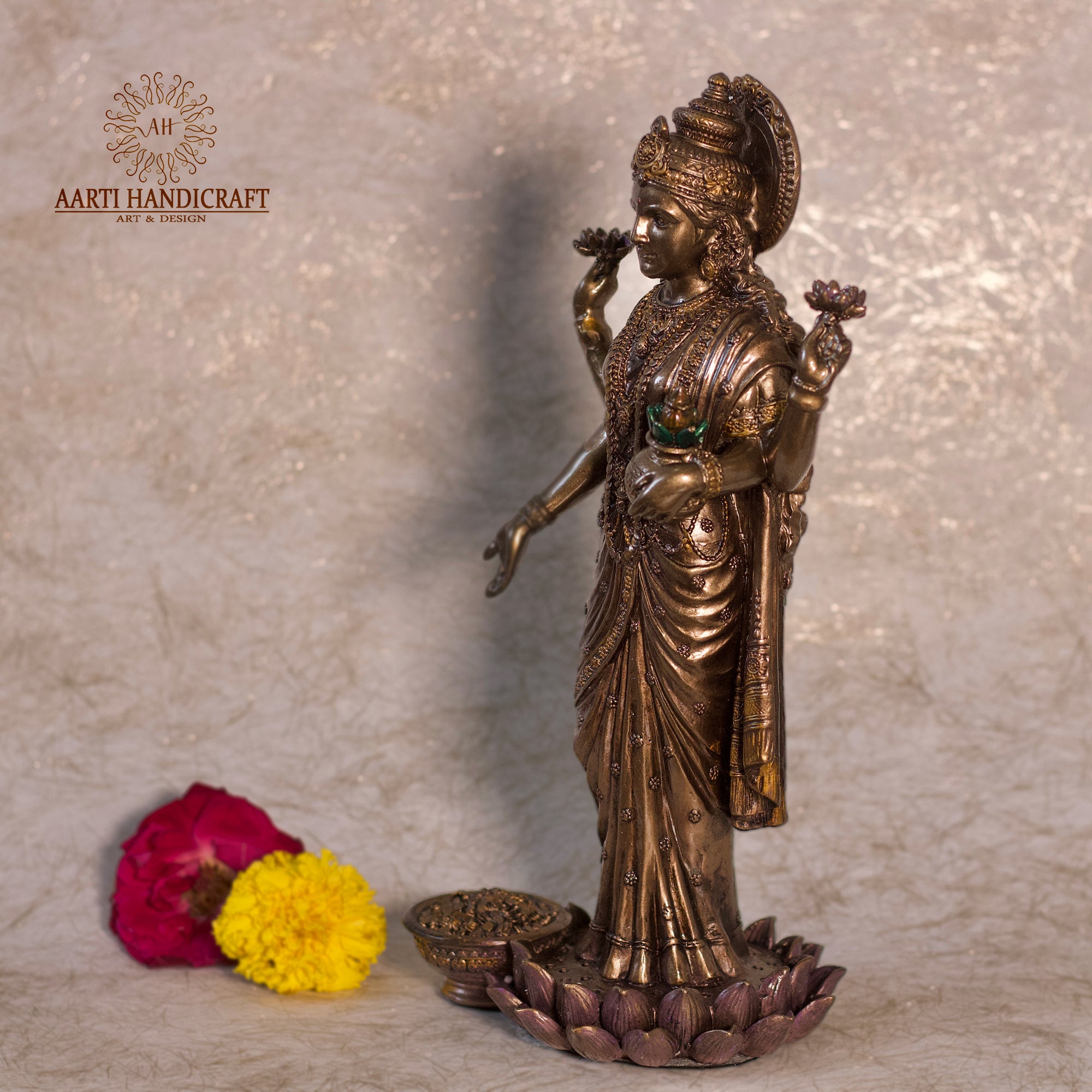 10" Standing Lakshmi In Copper Finish