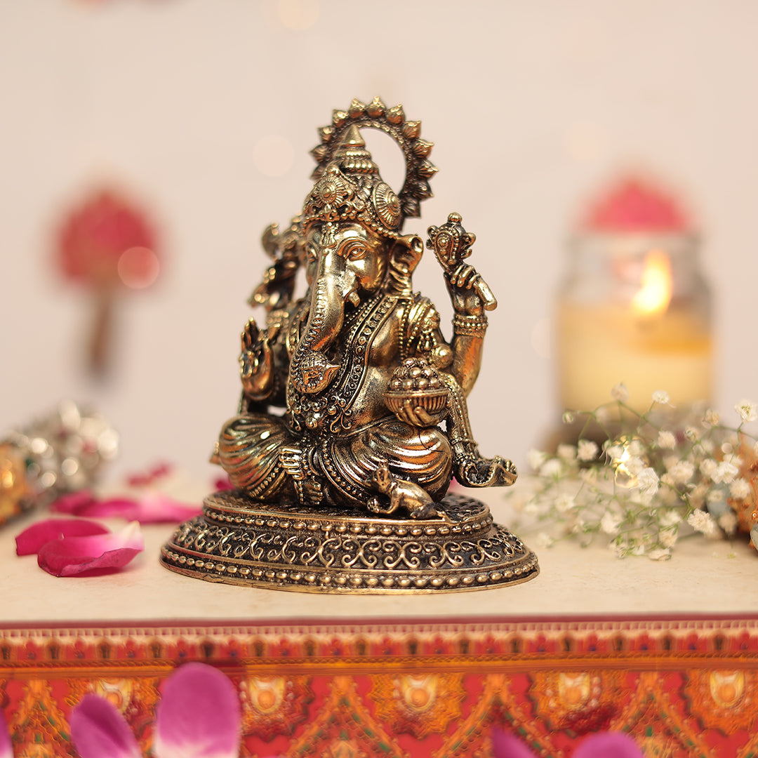 Brass Blessing Lakshmi and Ganesh Pair In 5 Inches (12.2 Cm)