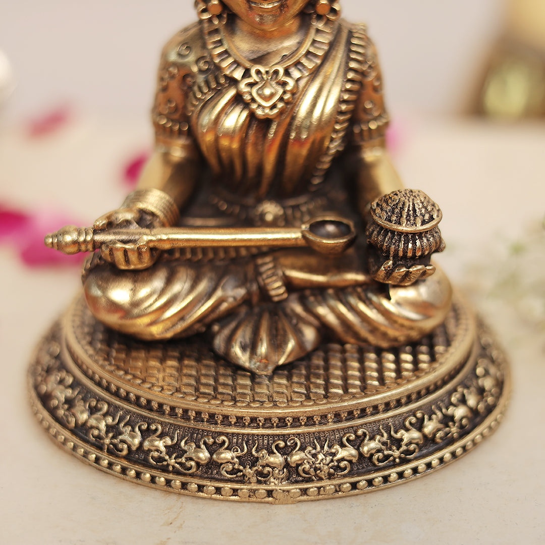 Superfine Brass Maa Annapurna Devi -  Goddess Of Nourishment (5 Inches-12Cm)