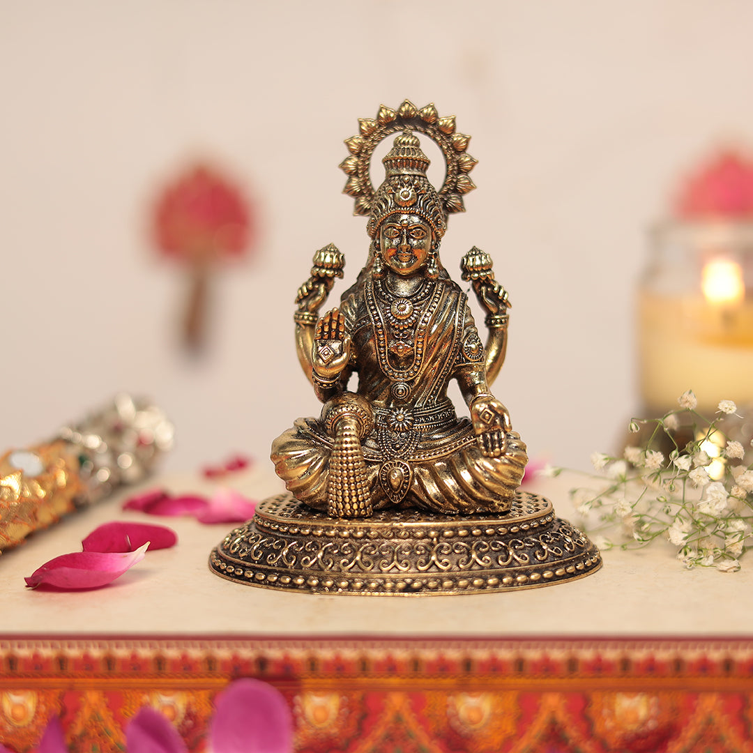 Brass Blessing Lakshmi and Ganesh Pair In 5 Inches (12.2 Cm)