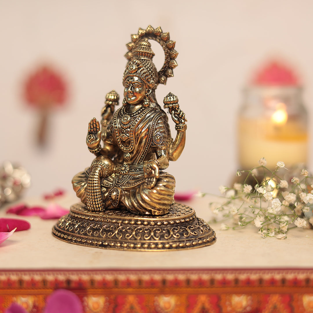 Brass Blessing Lakshmi and Ganesh Pair In 5 Inches (12.2 Cm)