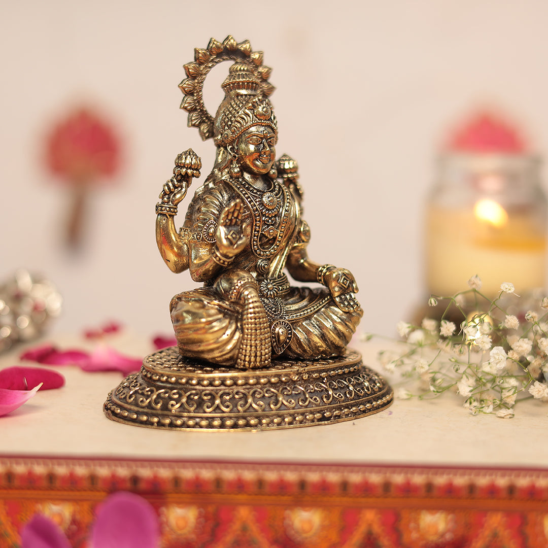 Brass Blessing Lakshmi and Ganesh Pair In 5 Inches (12.2 Cm)