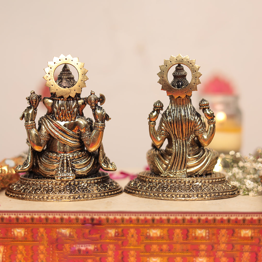 Brass Blessing Lakshmi and Ganesh Pair In 5 Inches (12.2 Cm)