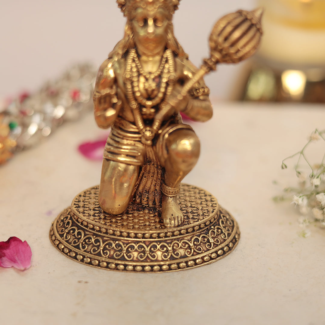 Brass Blessing Hanuman Idol In Abhaya Mudra