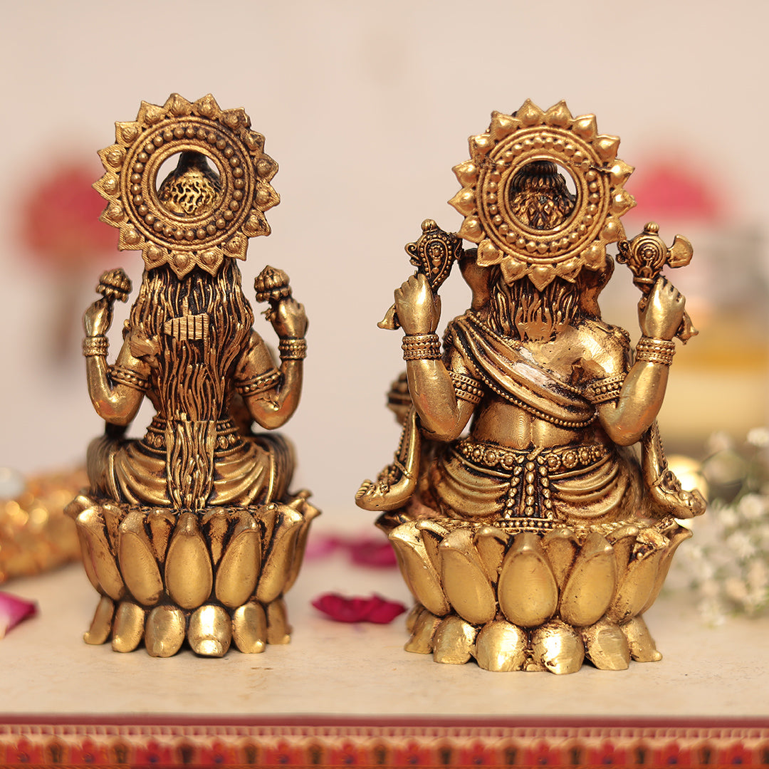 Brass Superfine Lakshmi and Ganesh Pair (4.3 Inches)