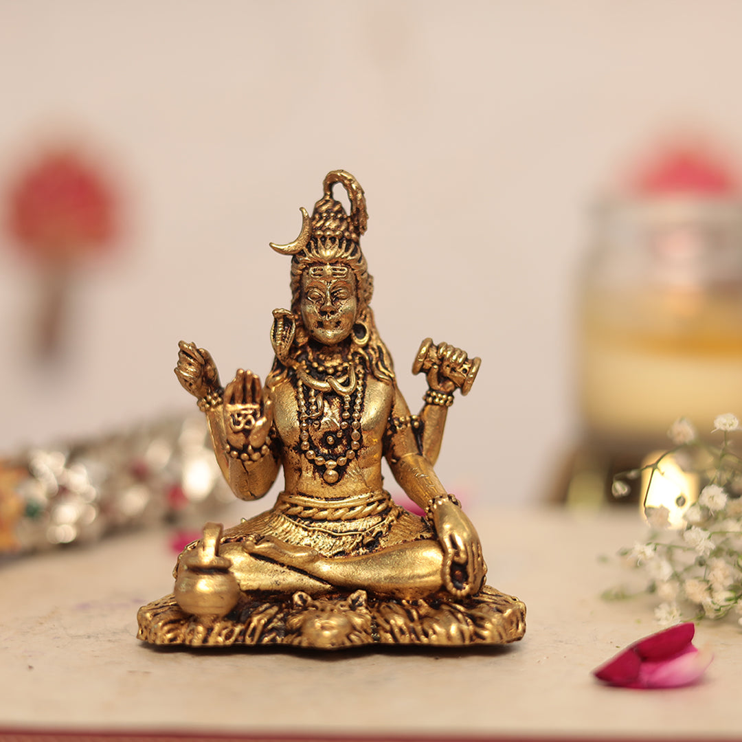 Brass Blessing Shiva in 3.2 Inches For Puja/Home Decor/Car Dashboard