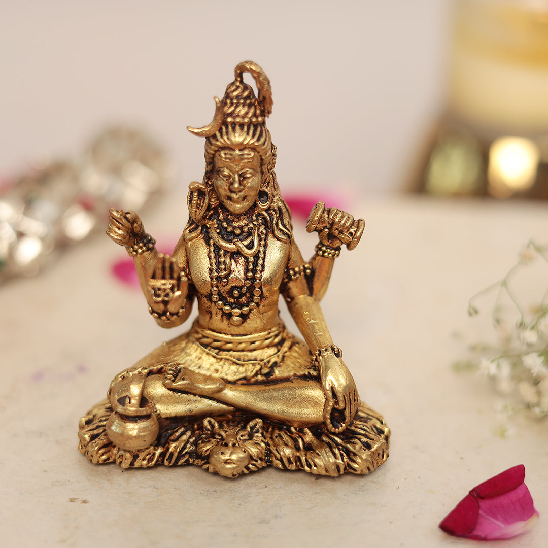 Brass Blessing Shiva in 3.2 Inches For Puja/Home Decor/Car Dashboard