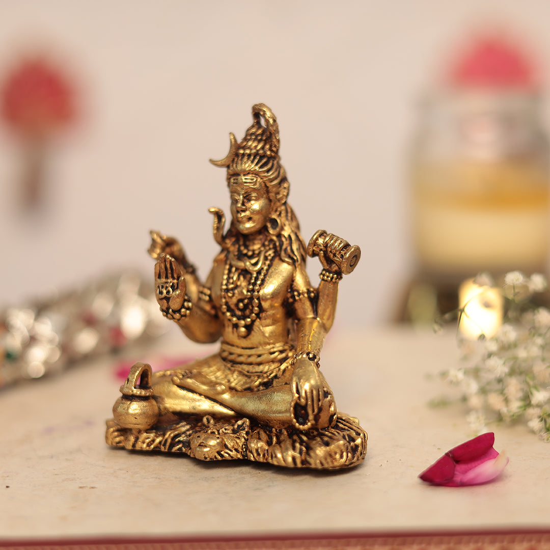 Brass Blessing Shiva in 3.2 Inches For Puja/Home Decor/Car Dashboard