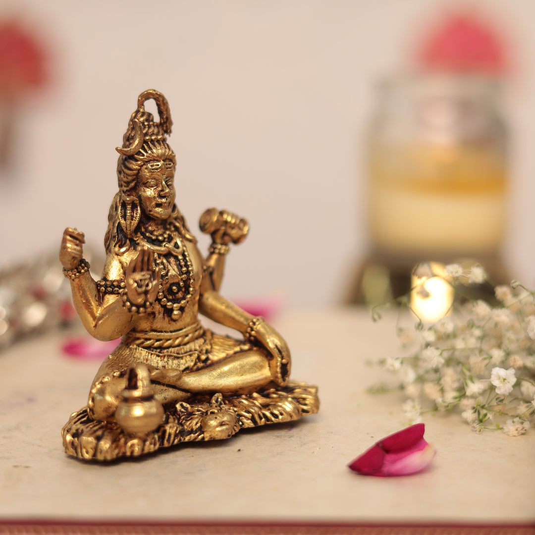 Brass Blessing Shiva in 3.2 Inches For Puja/Home Decor/Car Dashboard