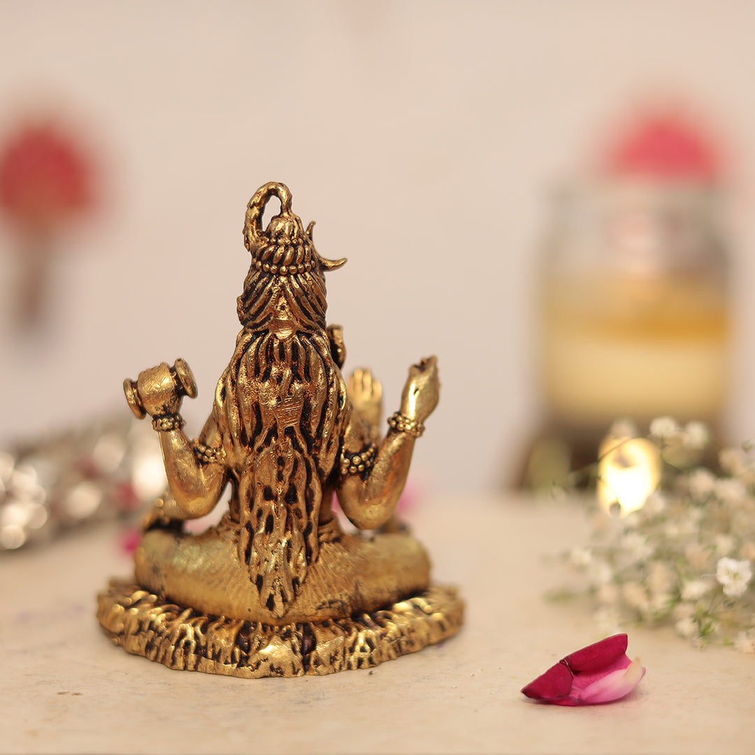 Brass Blessing Shiva in 3.2 Inches For Puja/Home Decor/Car Dashboard