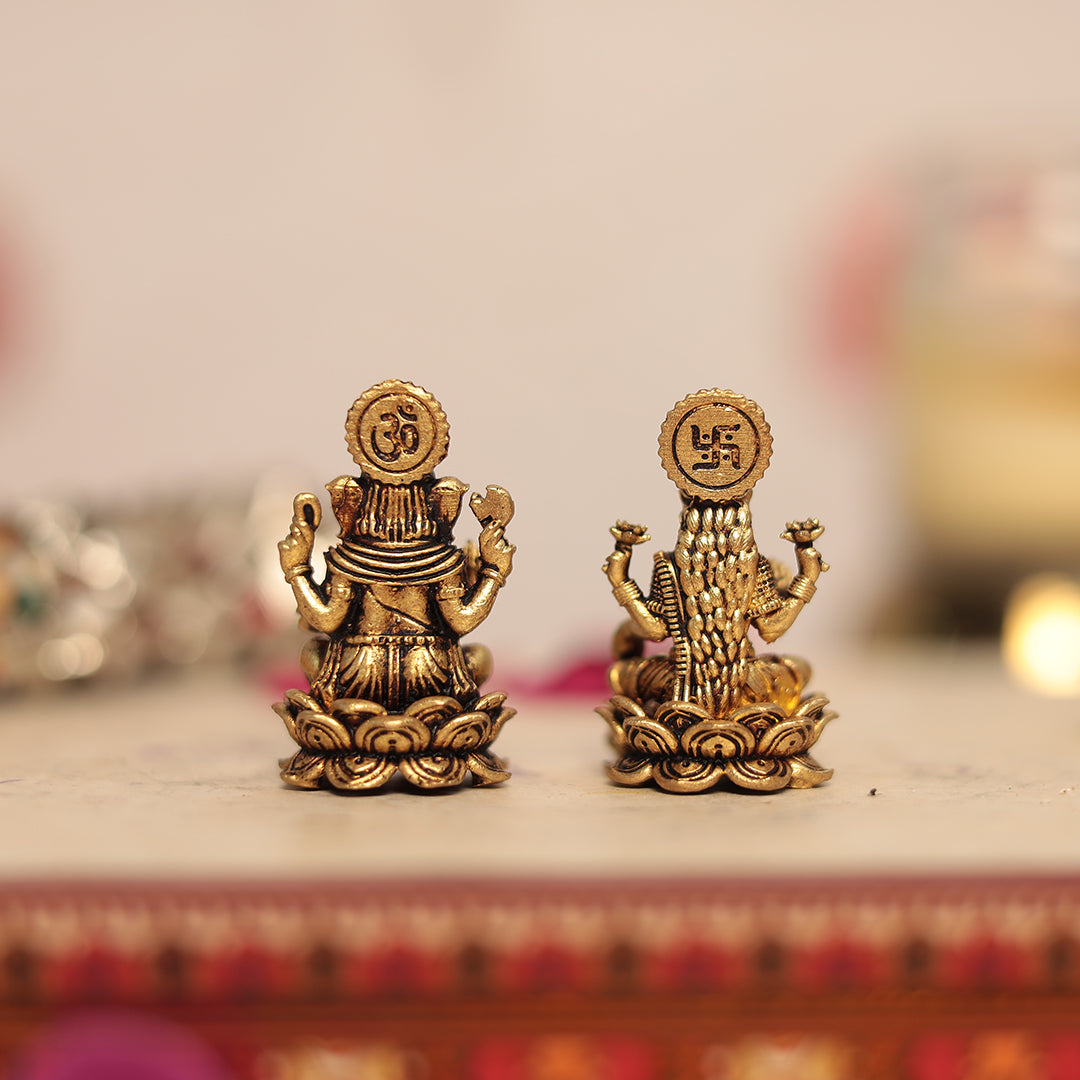 Beautiful Detailed Lakshmi Ganesh Pair for Pooja/Car Dashboard/For Gift in 1 Inches