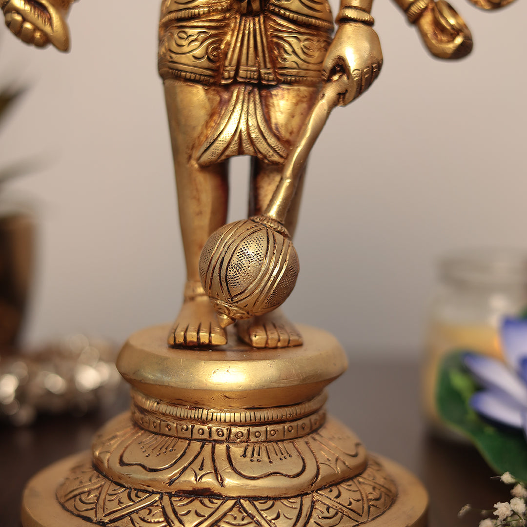 Standing Brass Panchmukhi Hanuman in 12 Inch - Protection From Evil