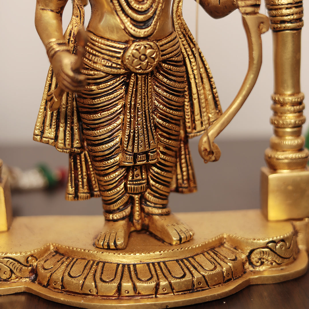 Brass Shri Ram with Hanuman ji In Mehrab - Ayodhya Ram In 14 Inches