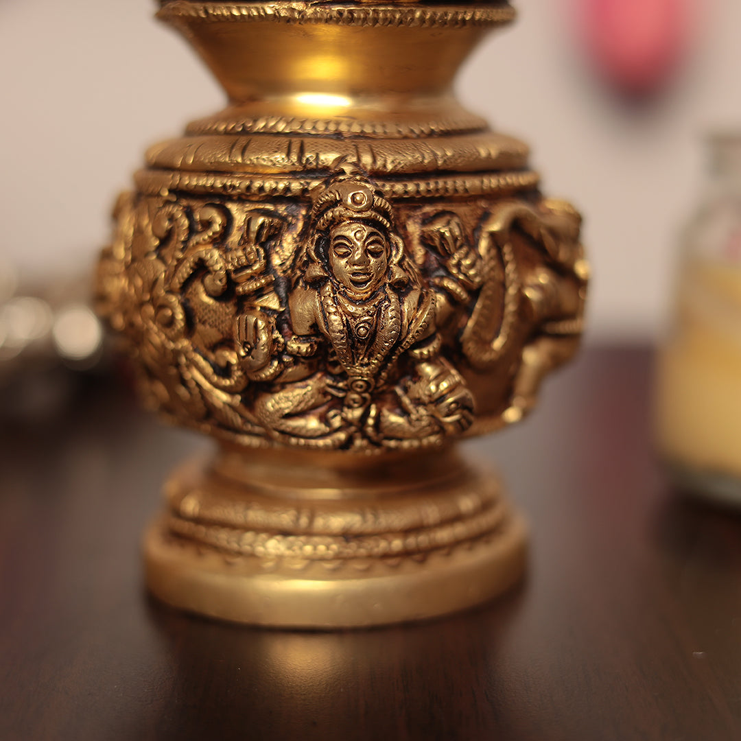 Brass Mangal Lakshmi and Ganesh Kalash For Pooja/Home Decor