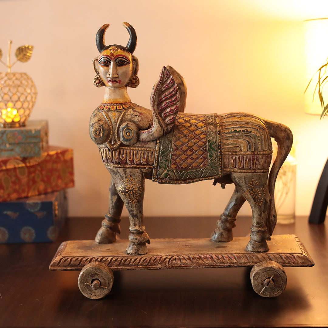 Aesthetic Wooden Kamdhenu Cow/Divine Cow Spread prosperity and abundance/Home Decor