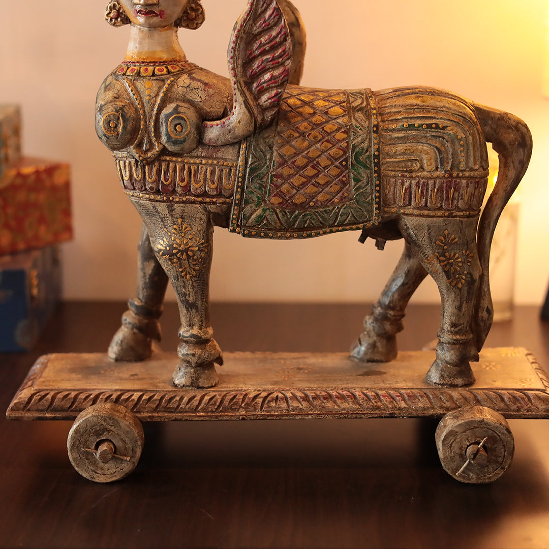 Aesthetic Wooden Kamdhenu Cow/Divine Cow Spread prosperity and abundance/Home Decor