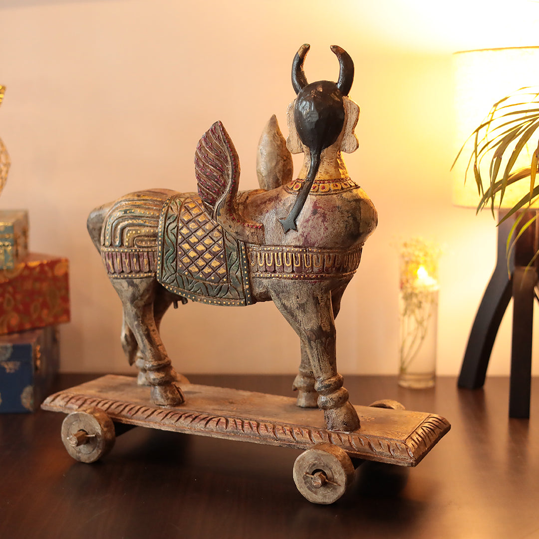 Aesthetic Wooden Kamdhenu Cow/Divine Cow Spread prosperity and abundance/Home Decor