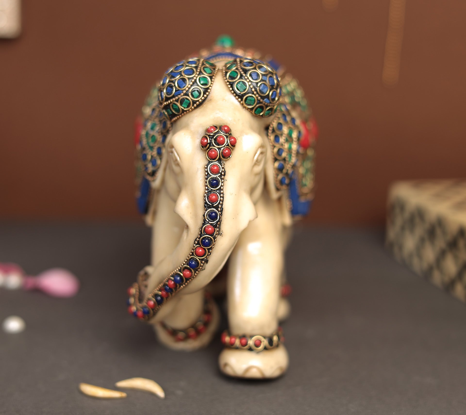 Stone Work Elephant In Resin (Marble Dust)