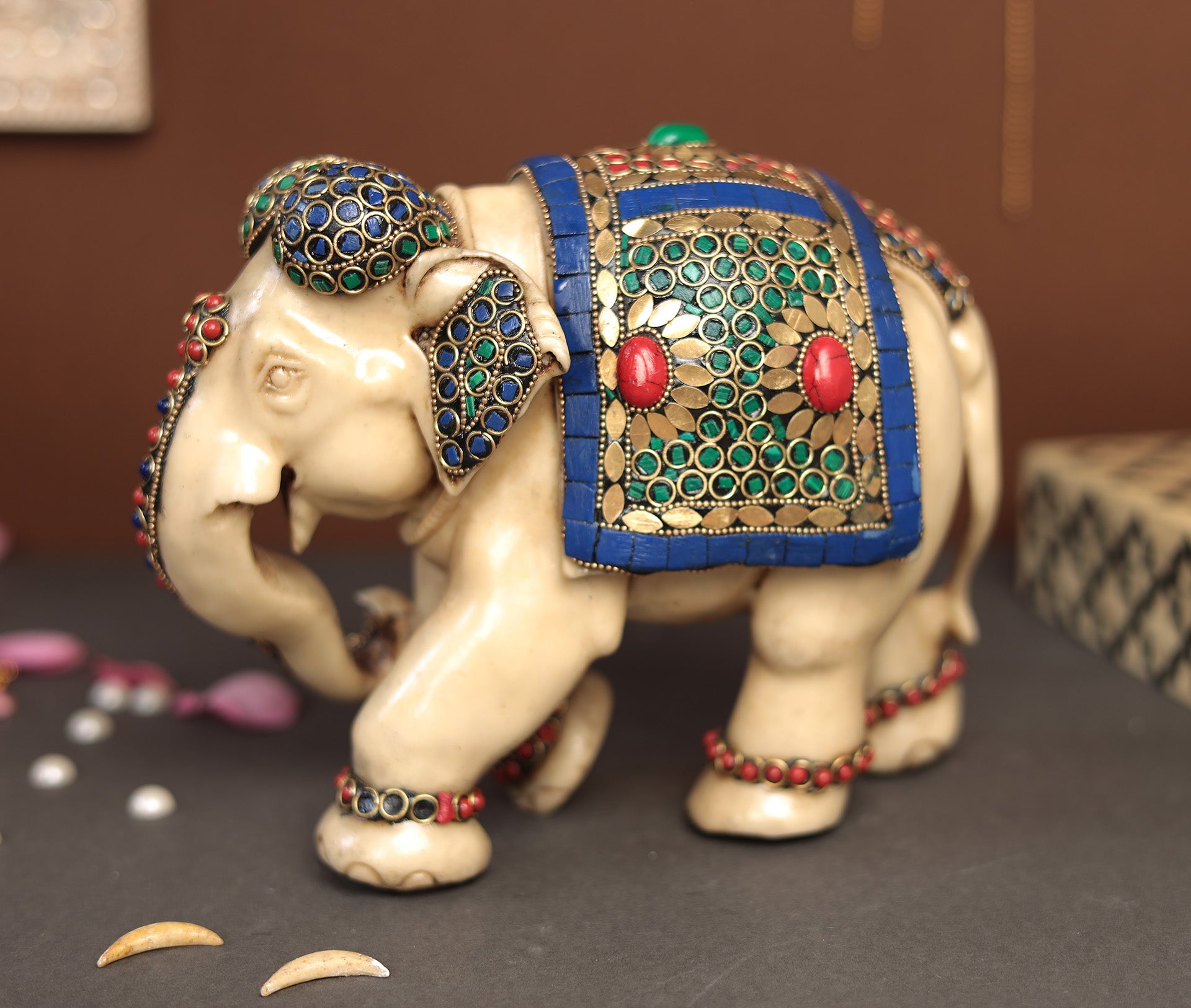 Stone Work Elephant In Resin (Marble Dust)