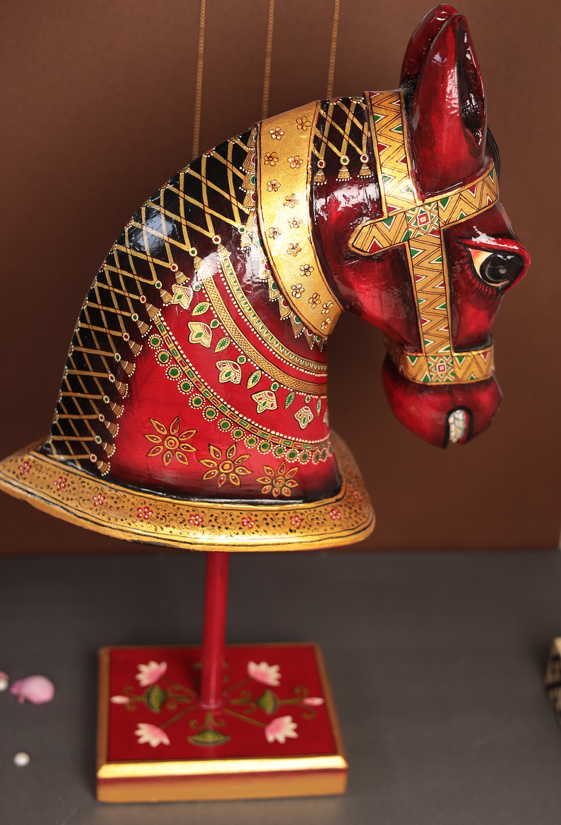 Decorative Wooden Horse With Stand In 22"