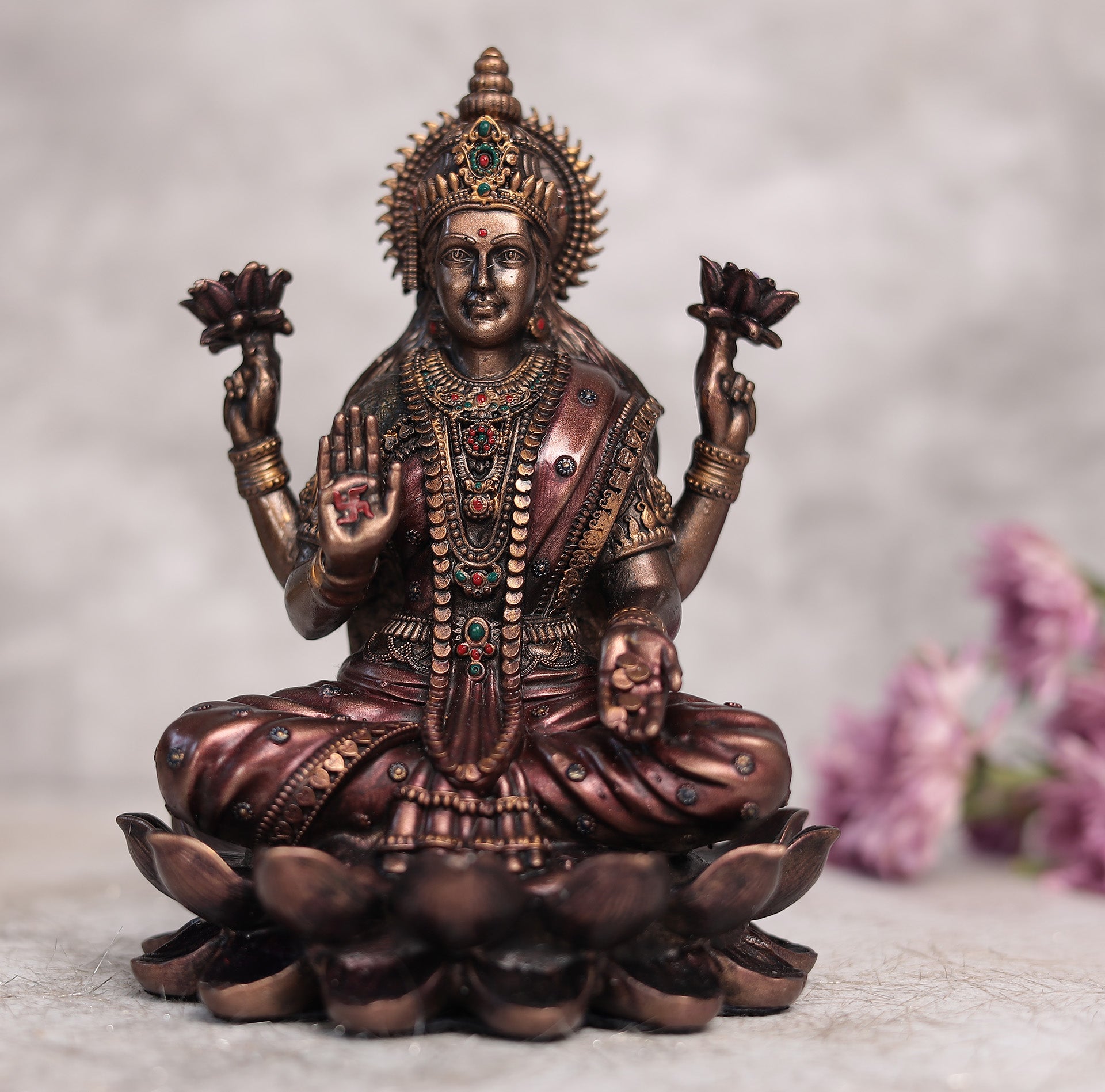 Goddess Shubh Lakshmi In Copper Finish