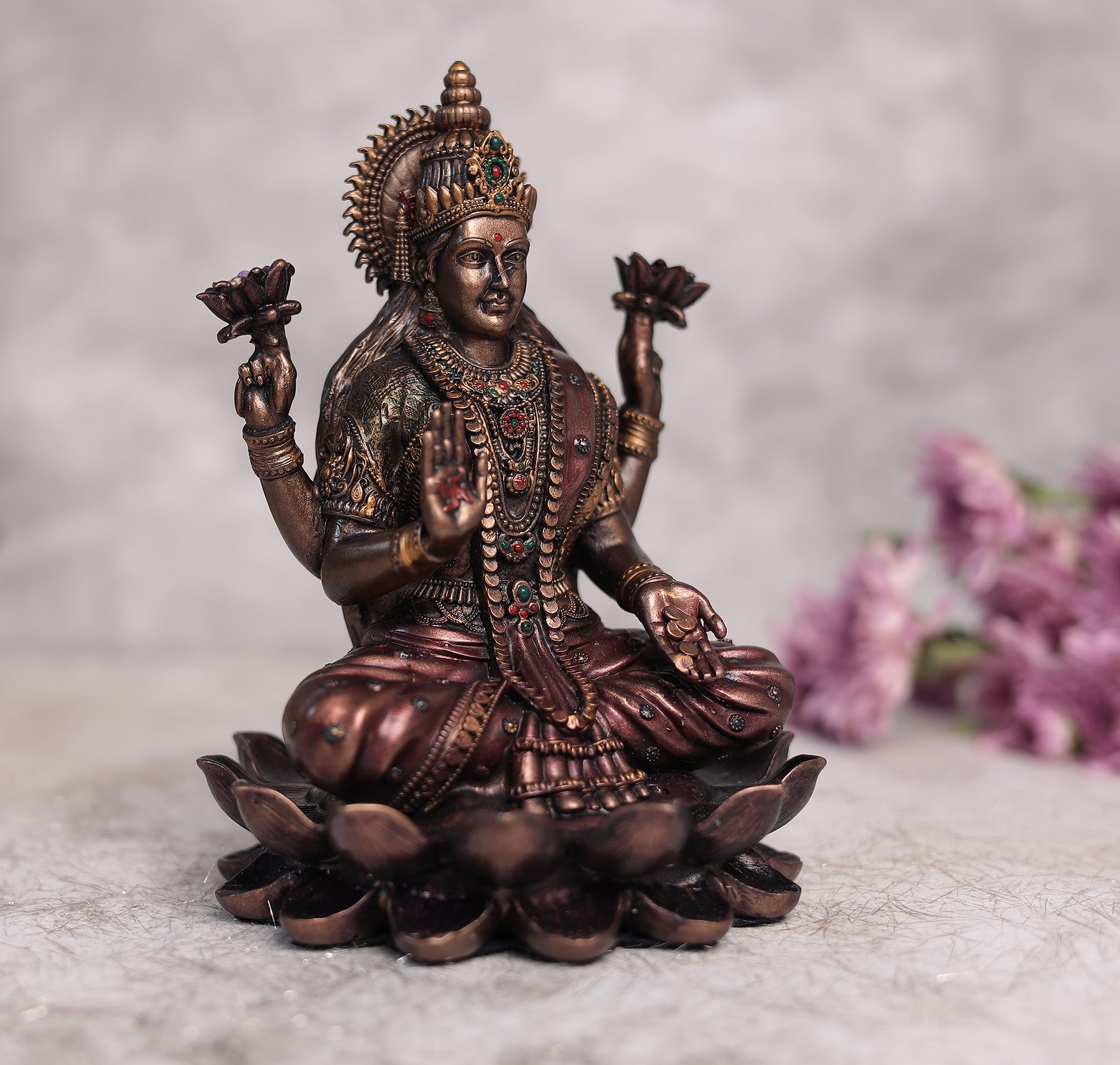 Goddess Shubh Lakshmi In Copper Finish