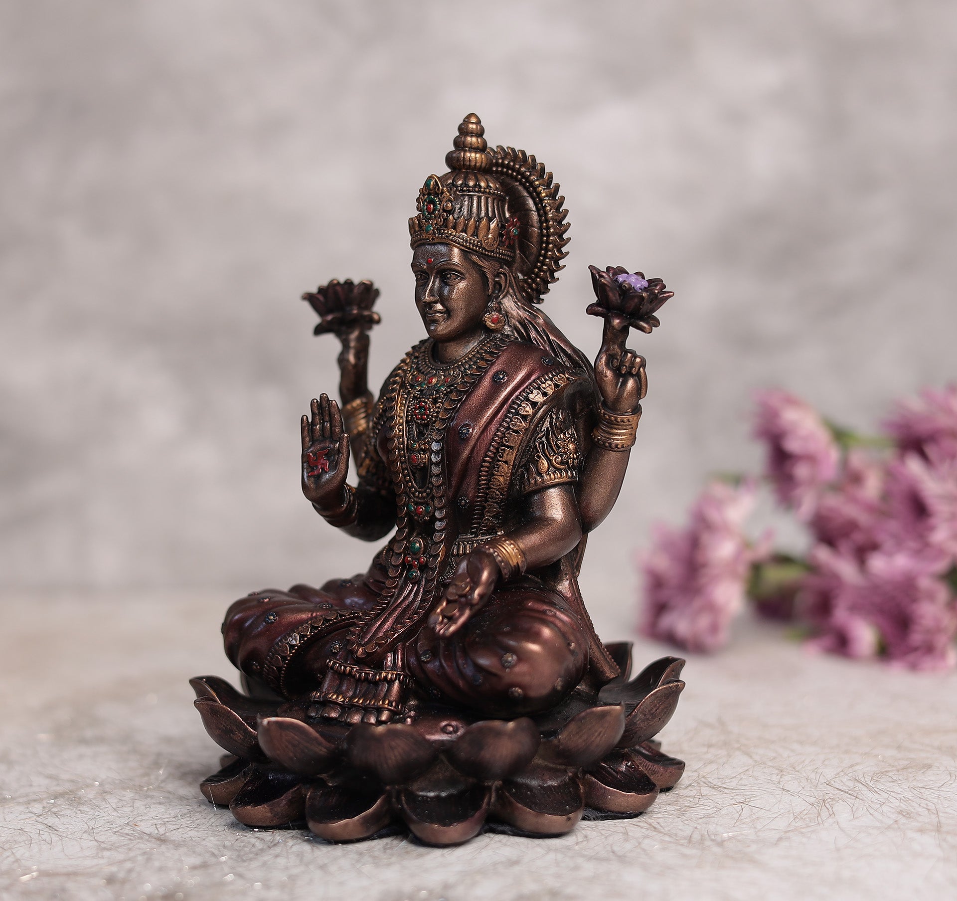 Goddess Shubh Lakshmi In Copper Finish