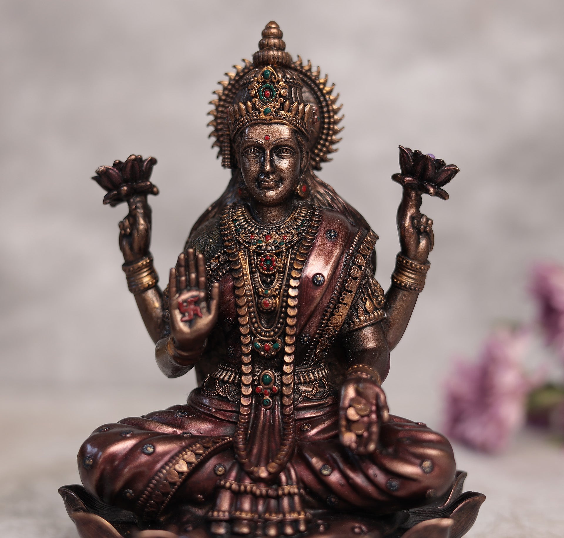 Goddess Shubh Lakshmi In Copper Finish