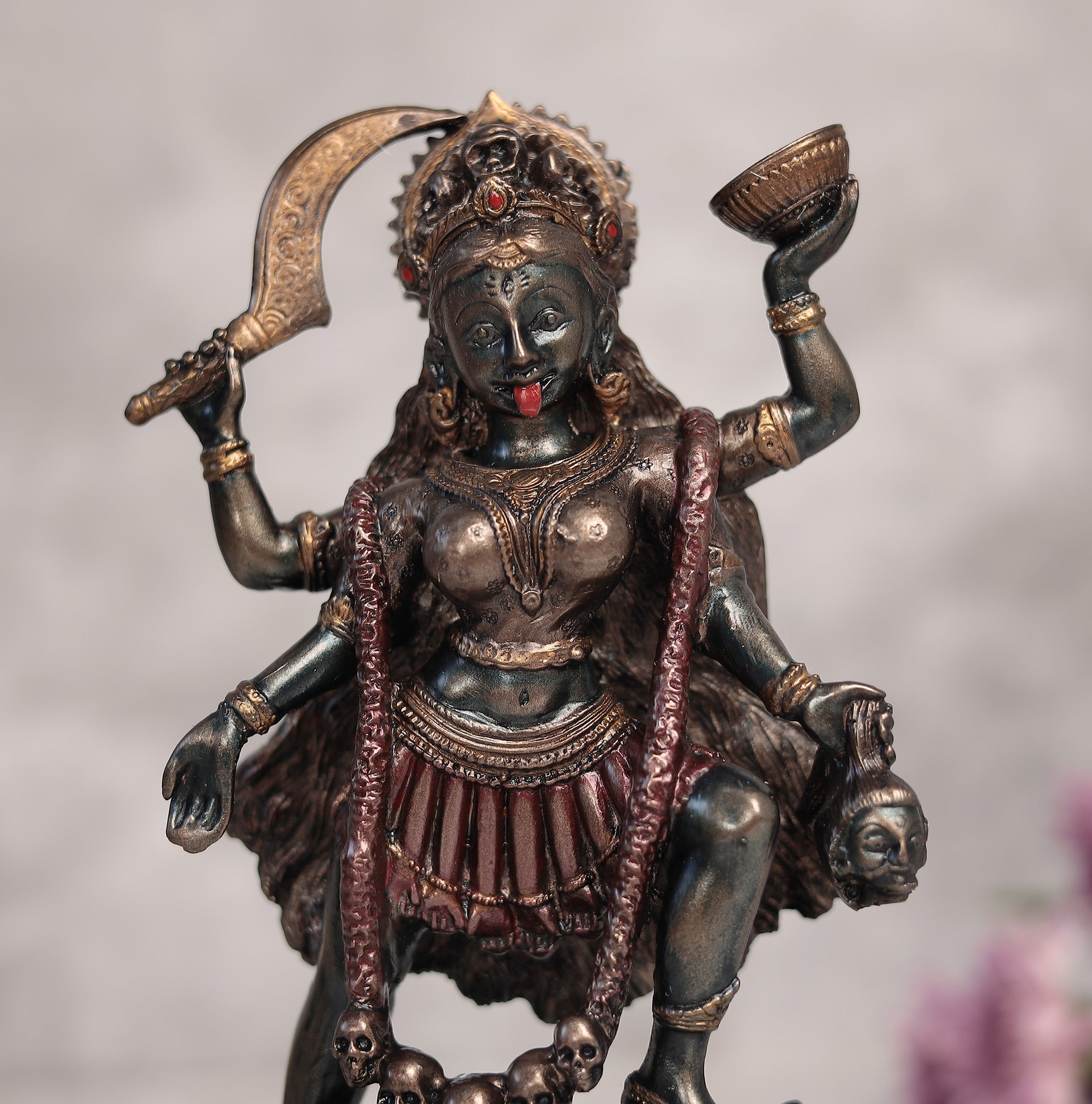 Cold Cast Resin Bronze Maa Kali Idol, Puja Sculpture | 7.5 Inches