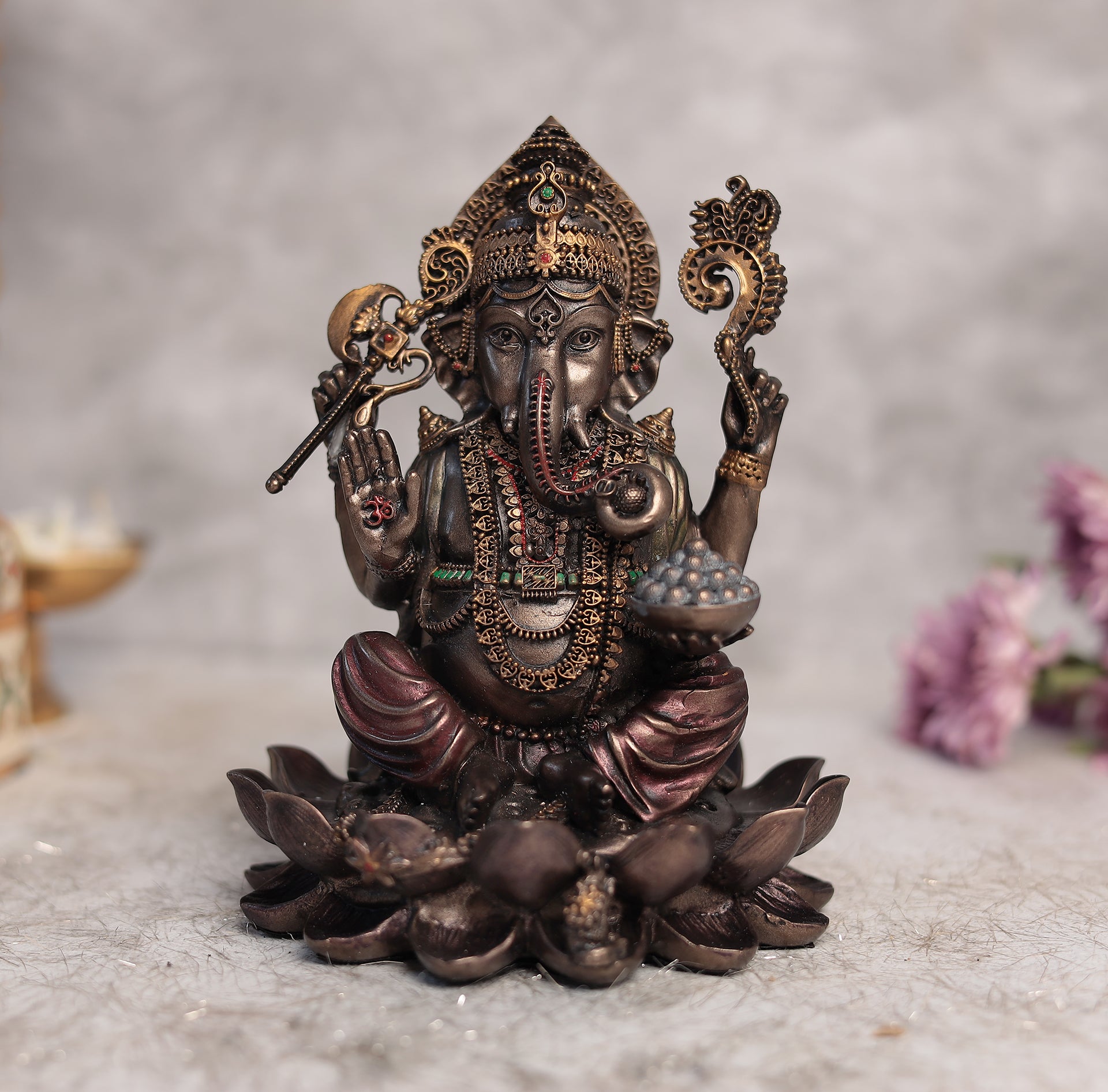 Lotus Ganesha In Copper Finish