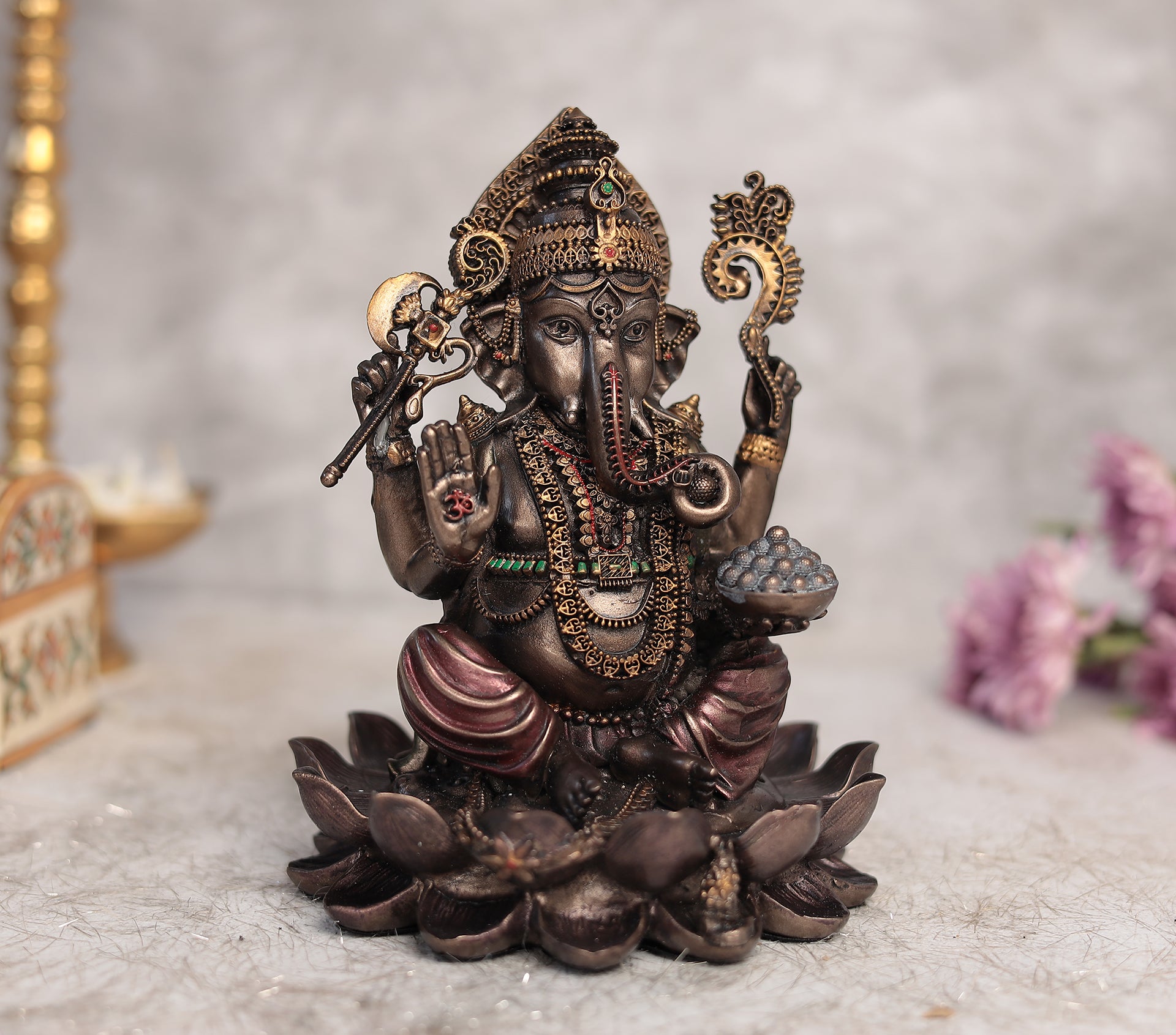 Lotus Ganesha In Copper Finish