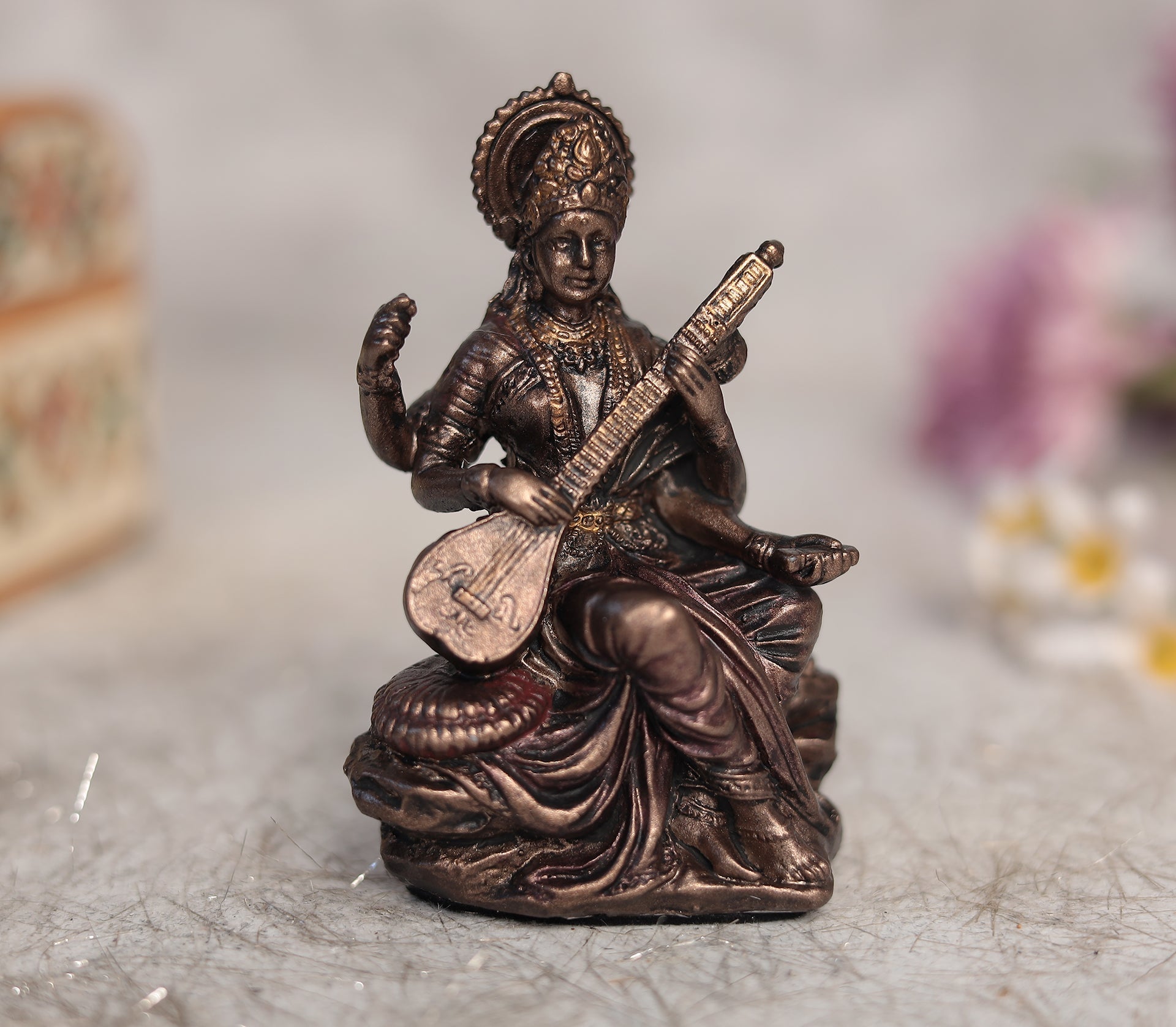 3" Saraswarti for Car Dashboard | Copper Finish