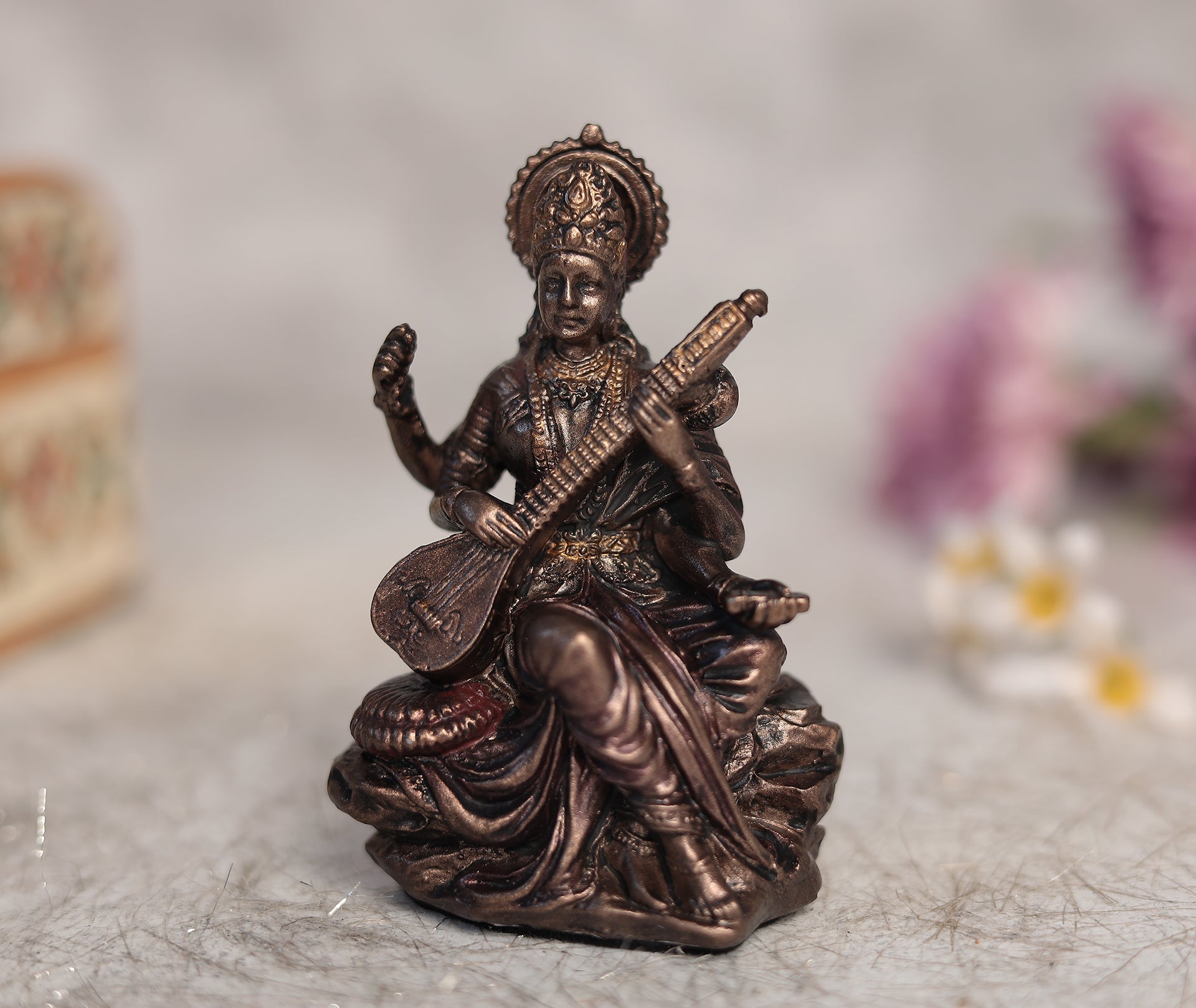 3" Saraswarti for Car Dashboard | Copper Finish