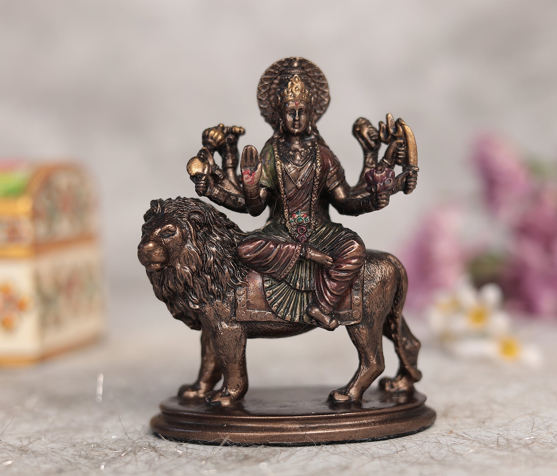 Maa Durga Idol In Copper Finish (Resin)