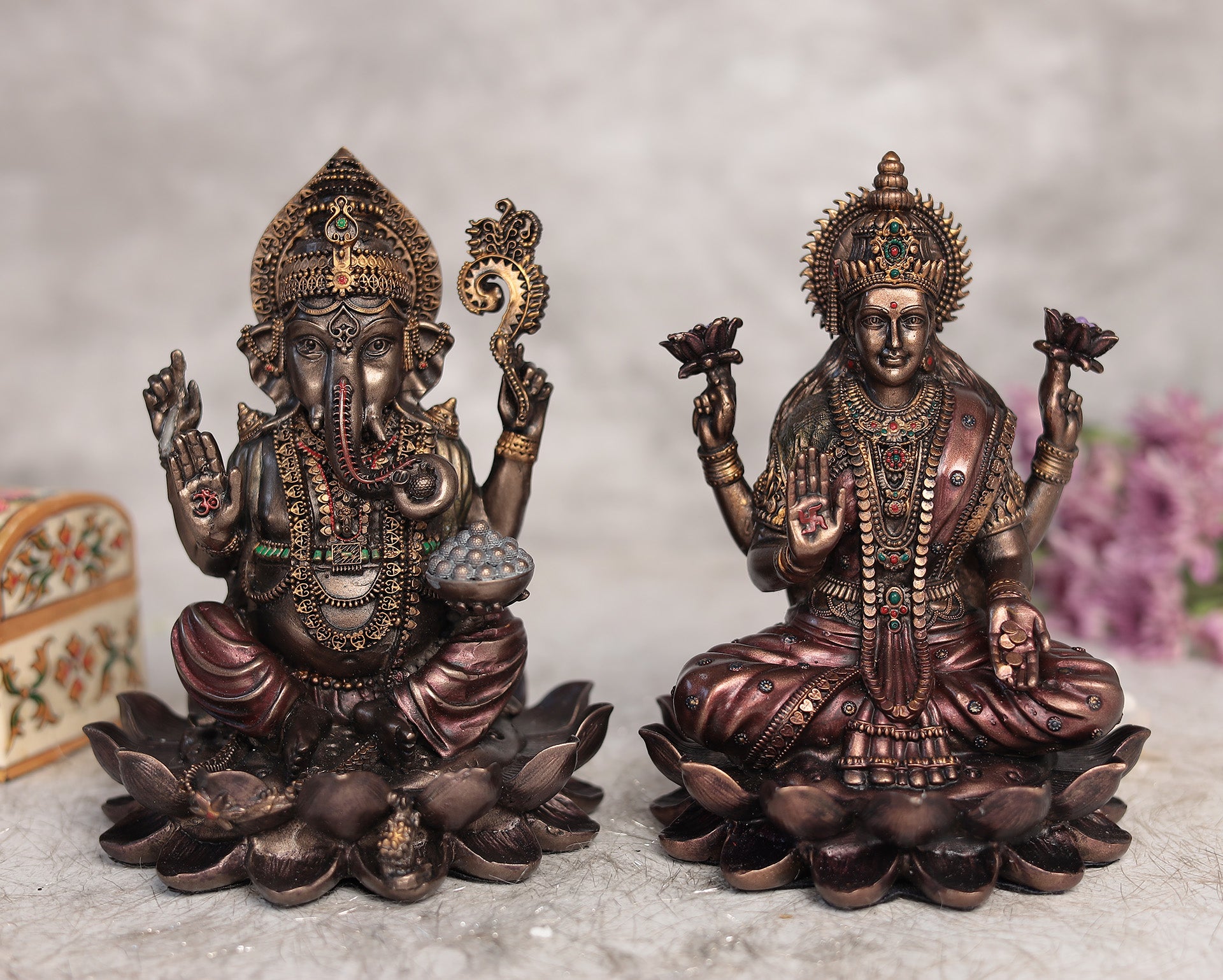 Shubh Lakshmi Ganesh Pair for Puja and Home Decor  In 7"