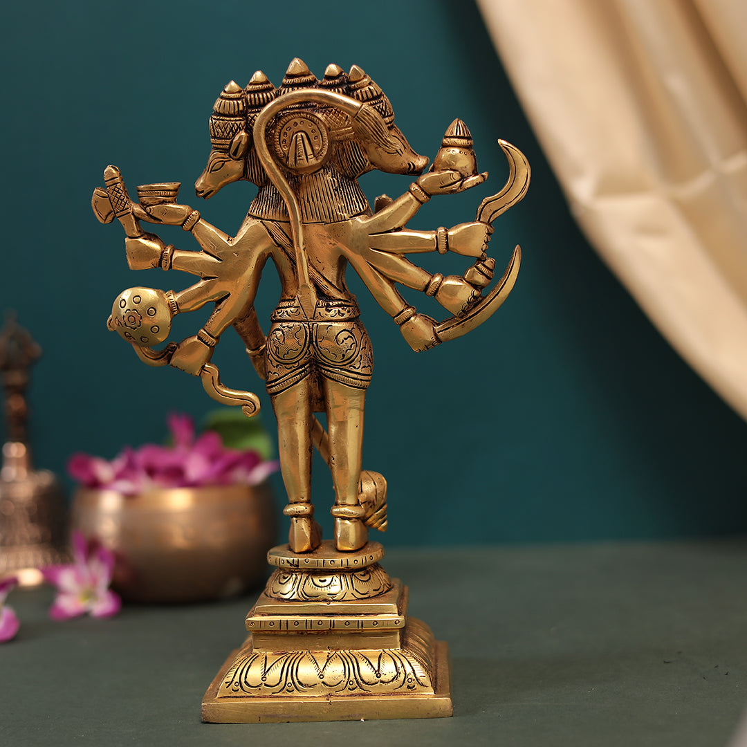 Brass Panchmukhi Hanuman Idol In 11 Inches