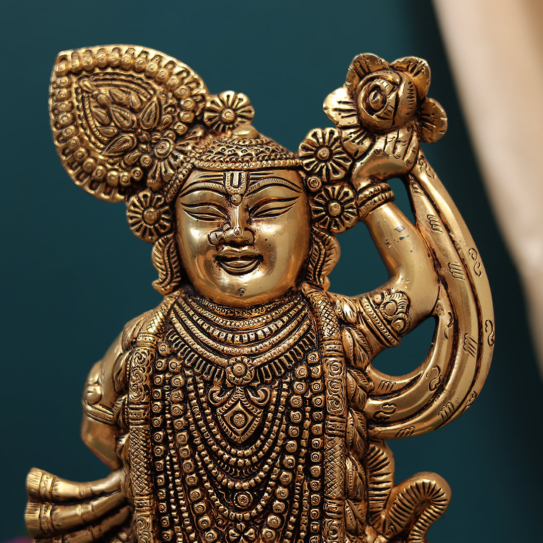Brass Dwarkadhish or Shrinath ji Fine Finish Idol 14" (35.56 Cm)