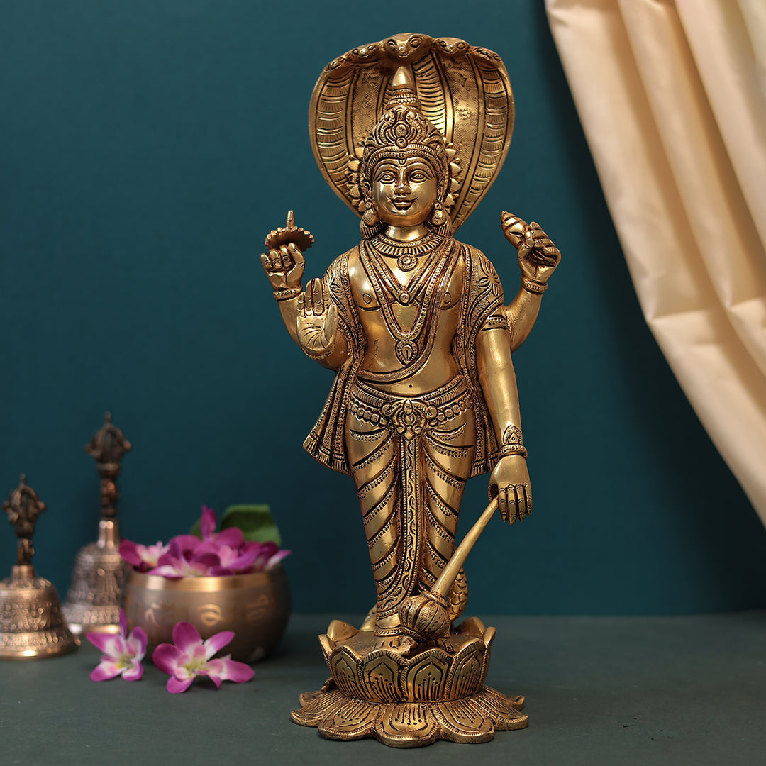 Brass Lord Vishnu and Godess Lakshmi Idol Set In Big Size