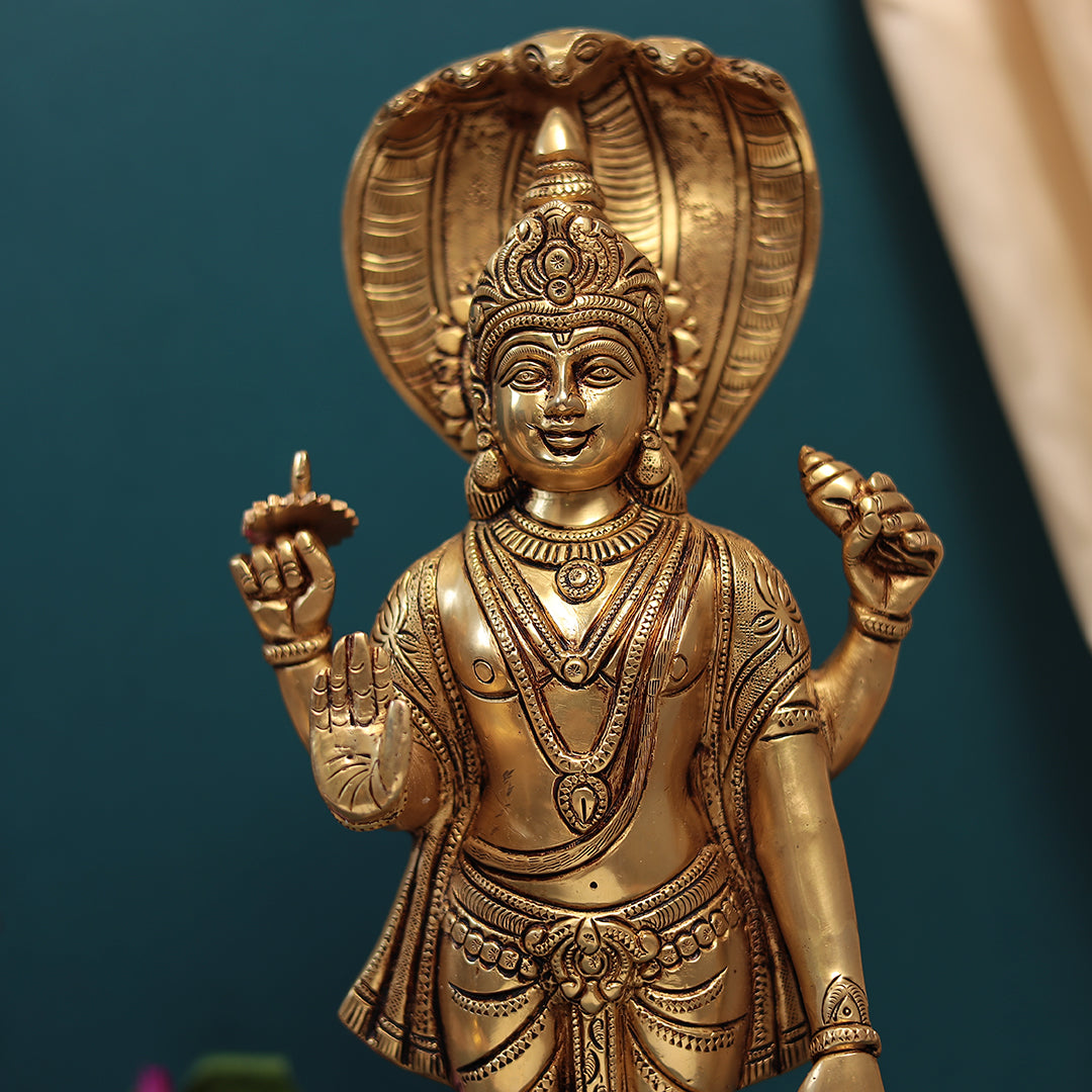 Brass Lord Vishnu and Godess Lakshmi Idol Set In Big Size